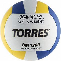 Волейбольный мяч TORRES BM1200 р.5 белый-желтый-синий
